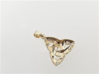 14K Yellow Gold APX 1/10 CTW Irish Celtic Trinity Pendant